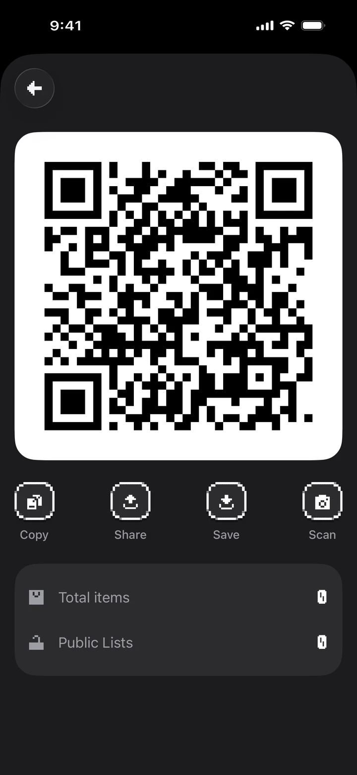 Персональний QR-код Списку в застосунку